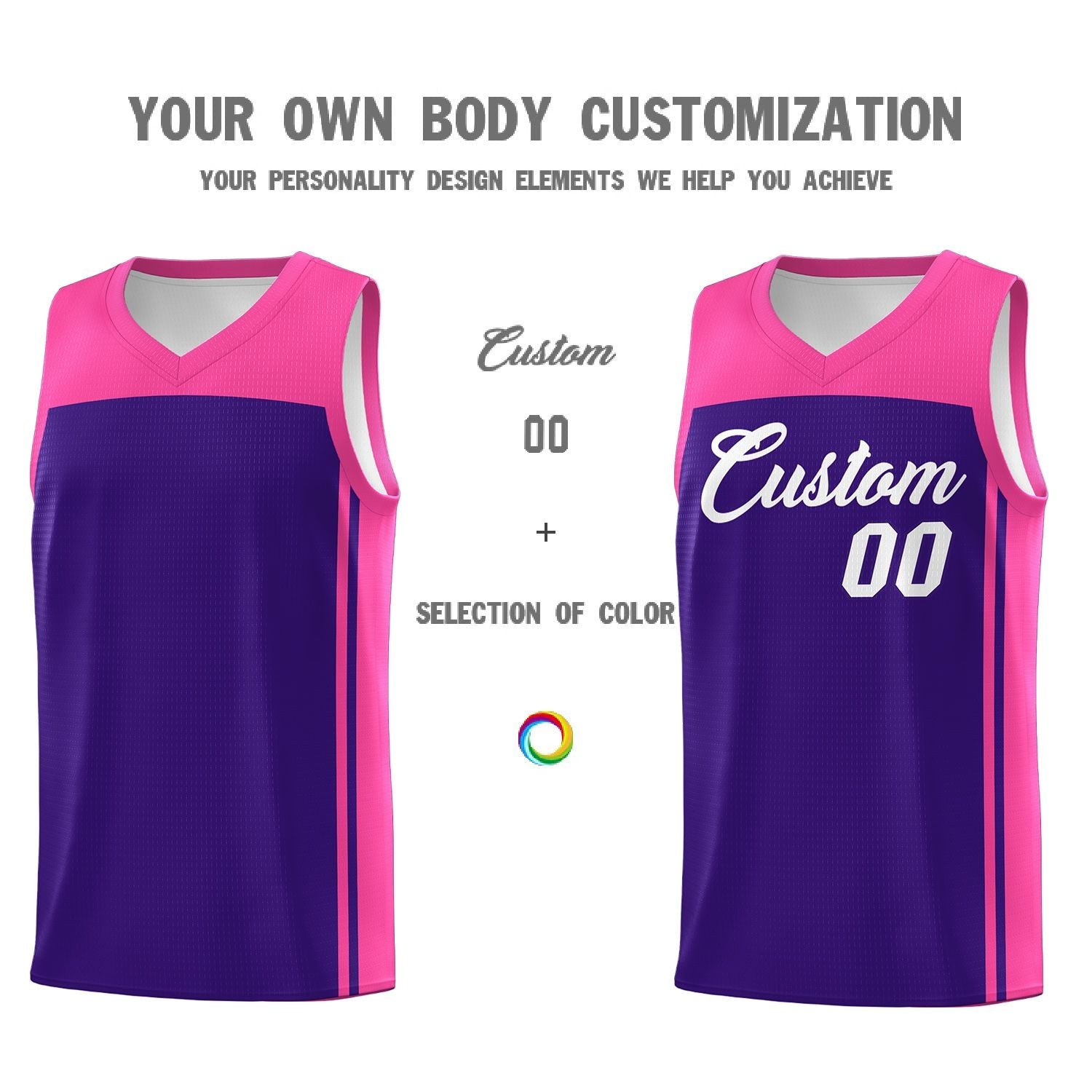 Custom Purple Pink Classic Sets Sports Uniform Basketball Jersey