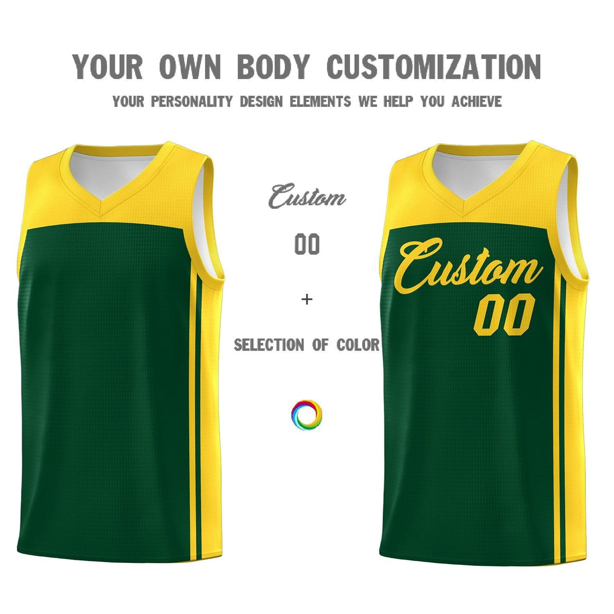 Custom Green Gold Classic Sets Sports Uniform Basketball Jersey