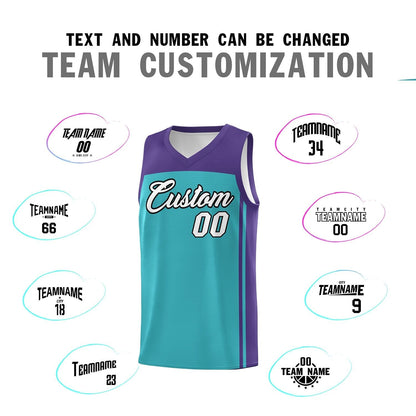 Custom Aqua Purple Classic Sets Sports Uniform Basketball Jersey