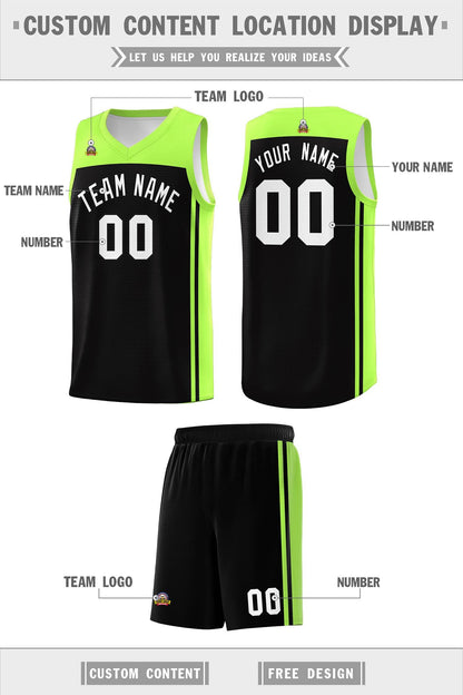 Custom Black Neon Green Classic Sets Sports Uniform Basketball Jersey