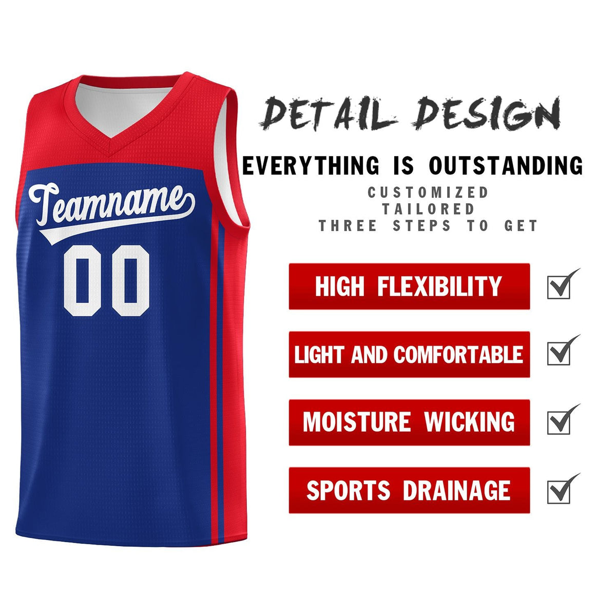 Custom Royal Red Classic Sets Sports Uniform Basketball Jersey