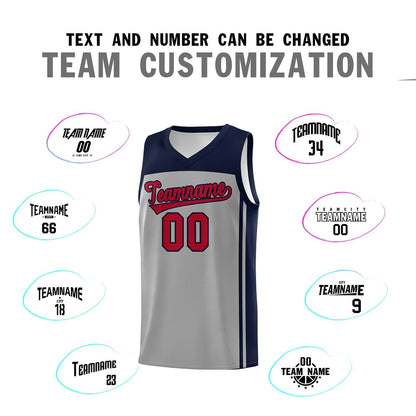 Custom Grey Navy Classic Sets Sports Uniform Basketball Jersey