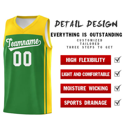 Custom Kelly Green Gold Classic Sets Sports Uniform Basketball Jersey