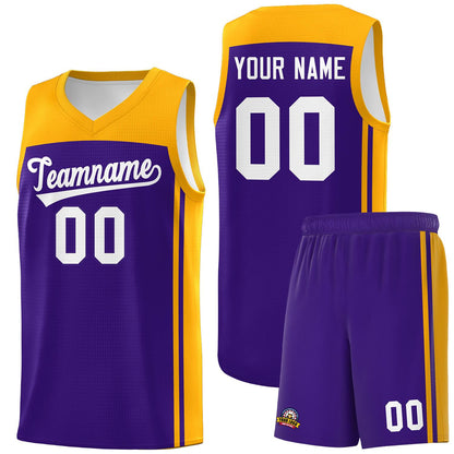 Custom Purple Yellow Classic Sets Sports Uniform Basketball Jersey