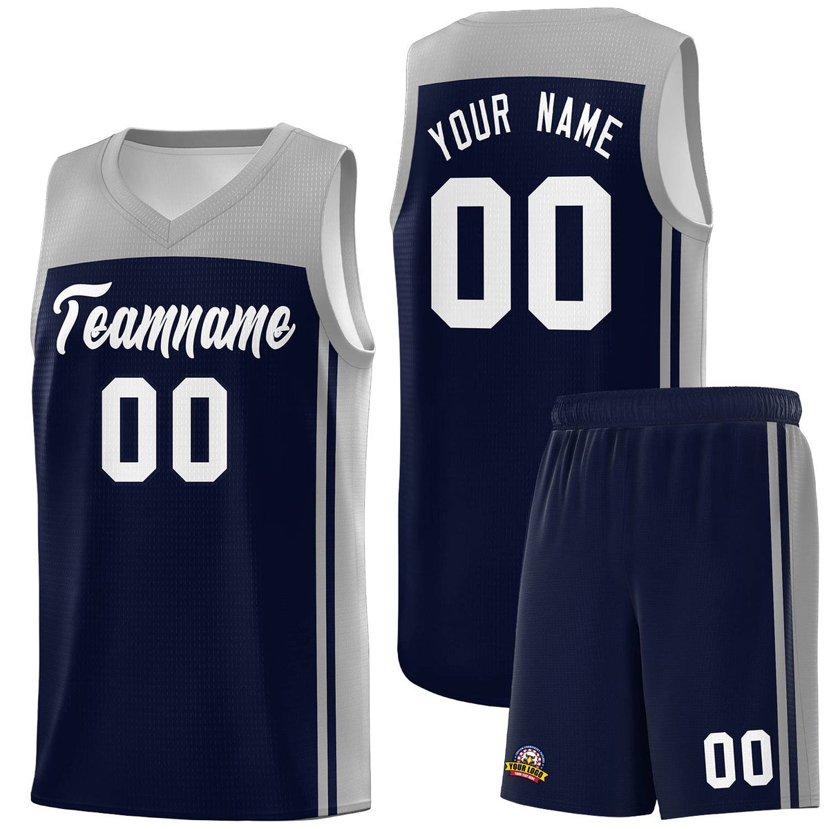 Custom Navy Grey Classic Sets Sports Uniform Basketball Jersey