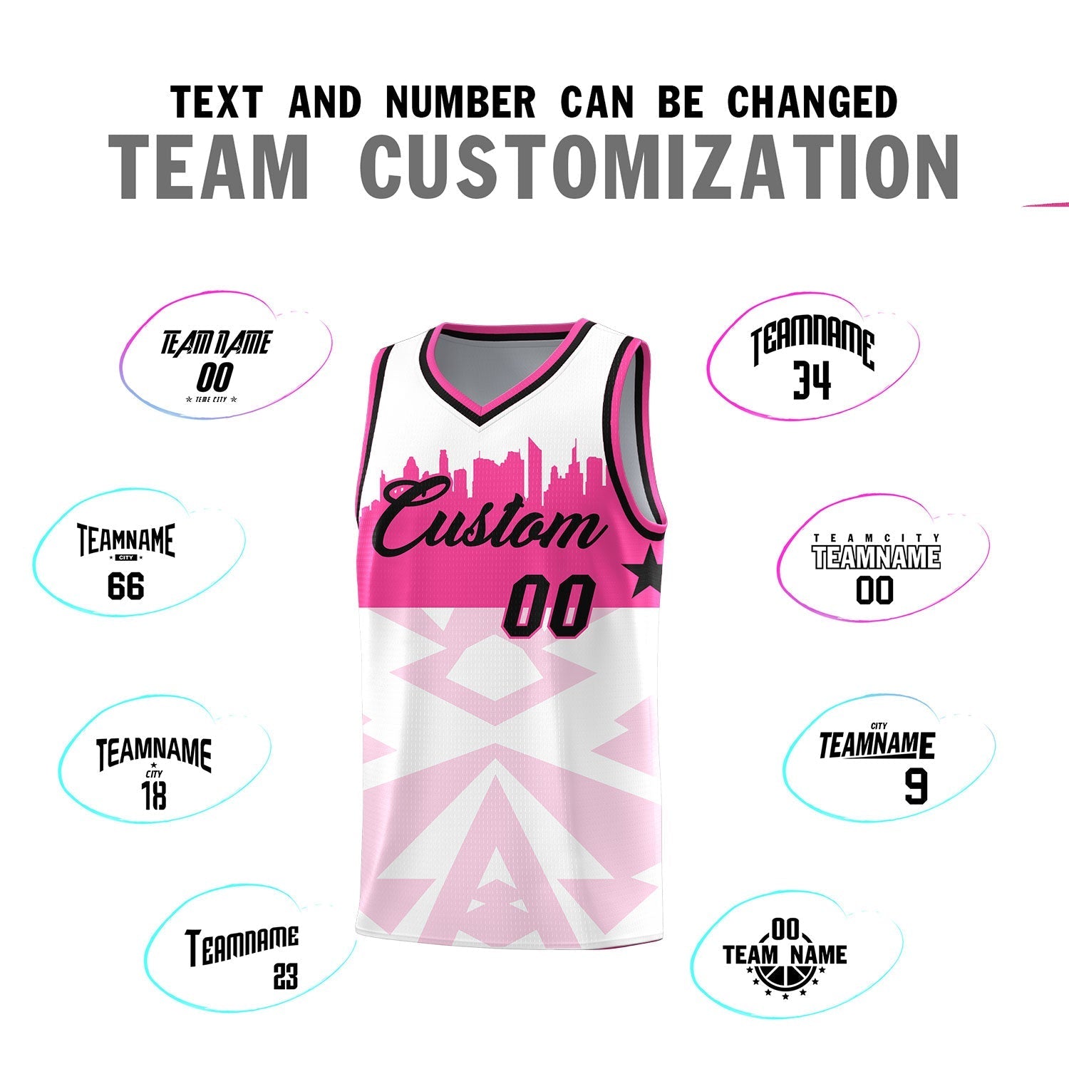 Custom White Personalized City Silhouette Pattern Sports Uniform Basketball Jersey