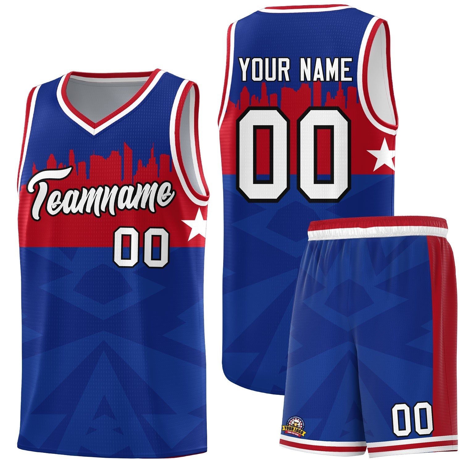 Custom Royal Personalized City Silhouette Pattern Sports Uniform Basketball Jersey