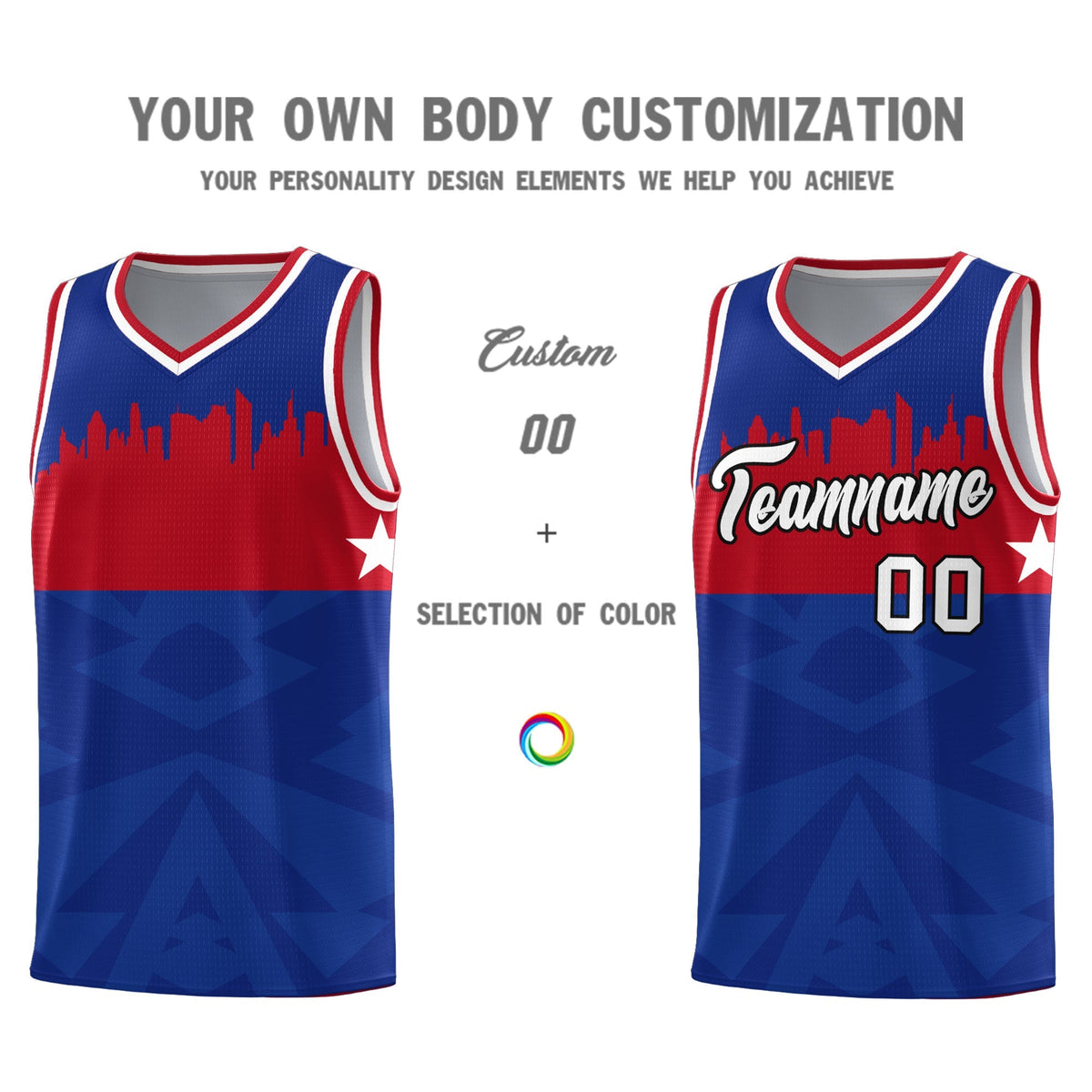 Custom Royal Personalized City Silhouette Pattern Sports Uniform Basketball Jersey