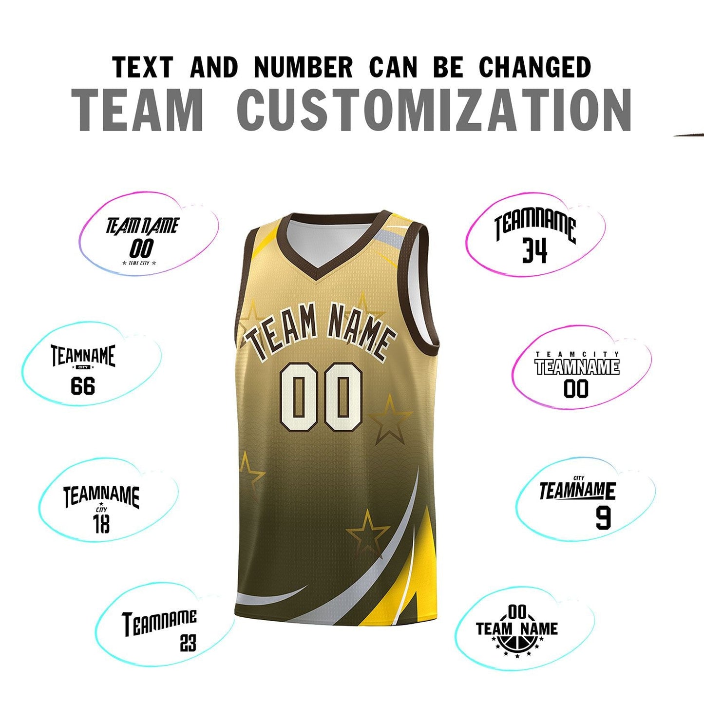 Custom Khaki Olive Gradient Star Graffiti Pattern Sports Uniform Basketball Jersey