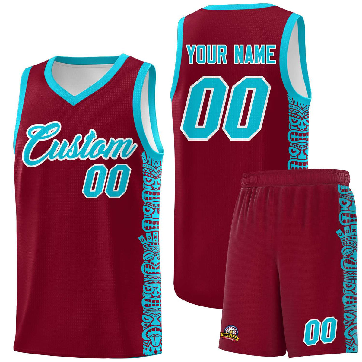 Custom Crimson Sky Blue Personalized Indians Pattern Sets Sports Uniform Basketball Jersey