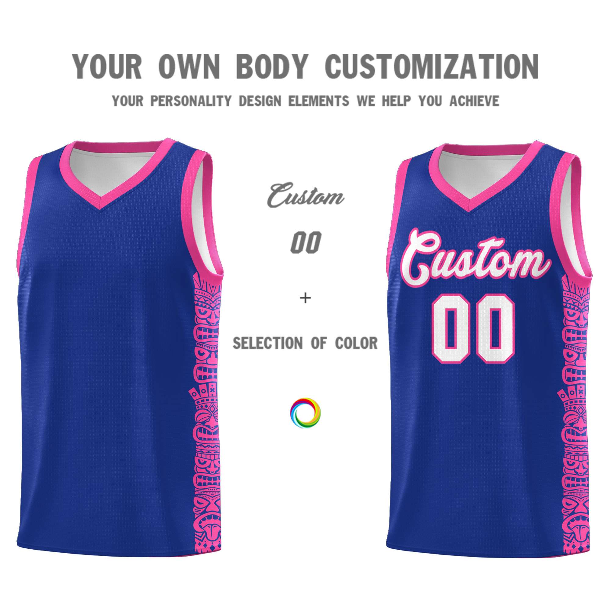 Custom Royal Pink Personalized Indians Pattern Sets Sports Uniform Basketball Jersey