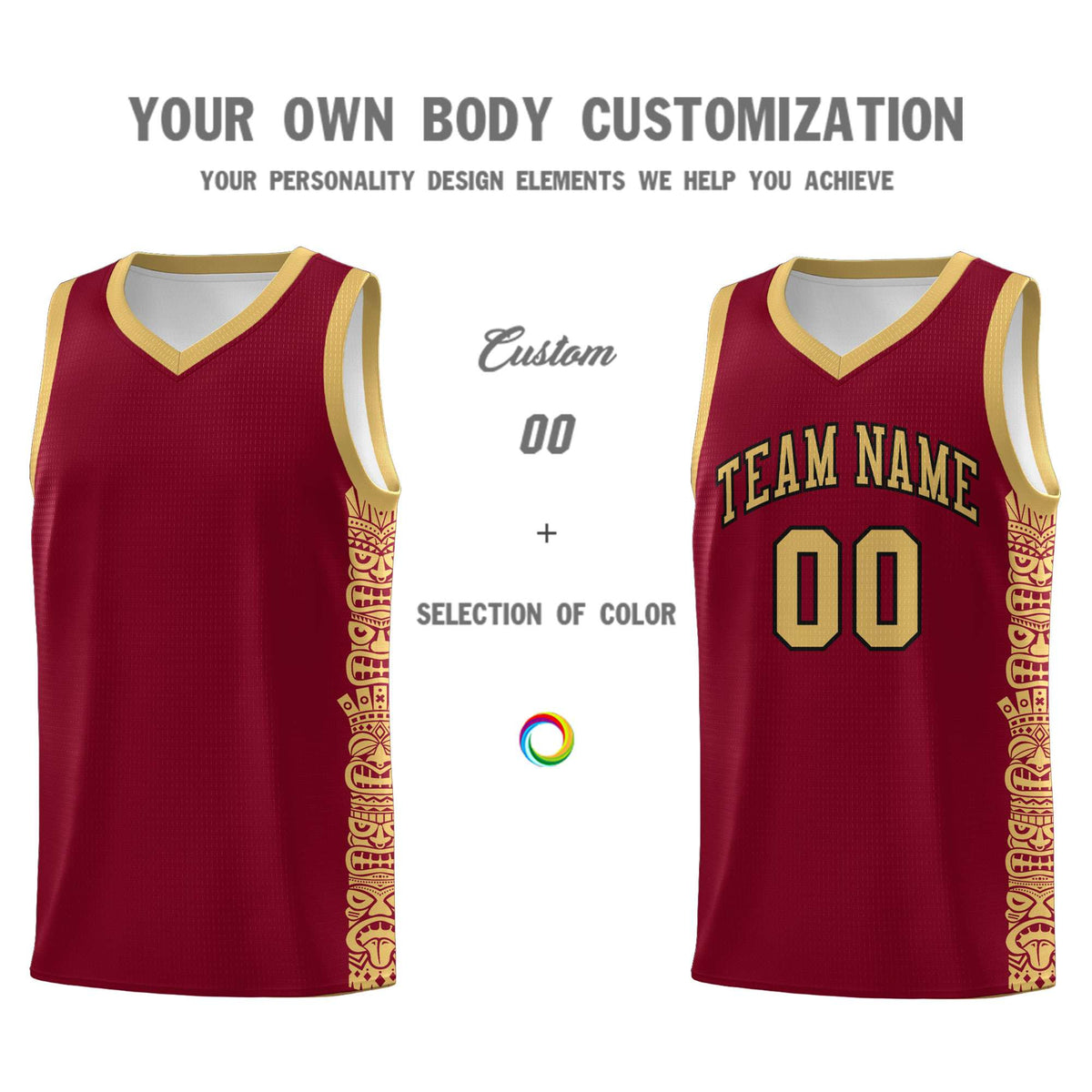 Custom Crimson Old Gold Personalized Indians Pattern Sets Sports Uniform Basketball Jersey