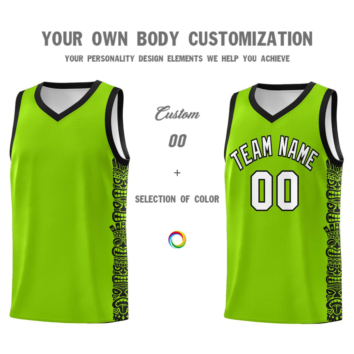 Custom Green Black Personalized Indians Pattern Sets Sports Uniform Basketball Jersey