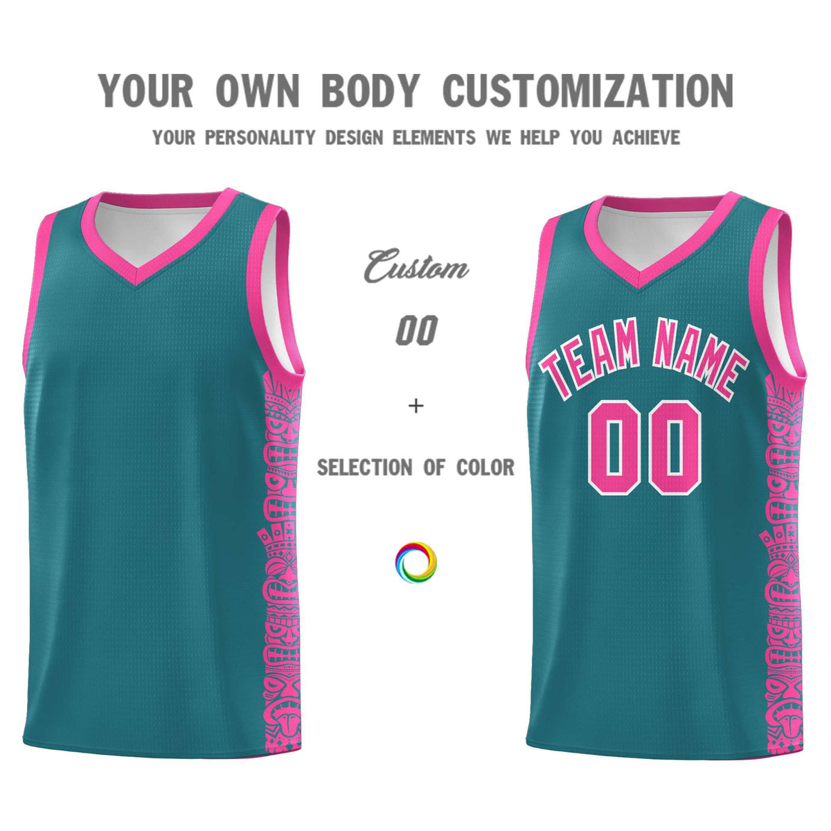 Custom Aqua Pink Personalized Indians Pattern Sets Sports Uniform Basketball Jersey