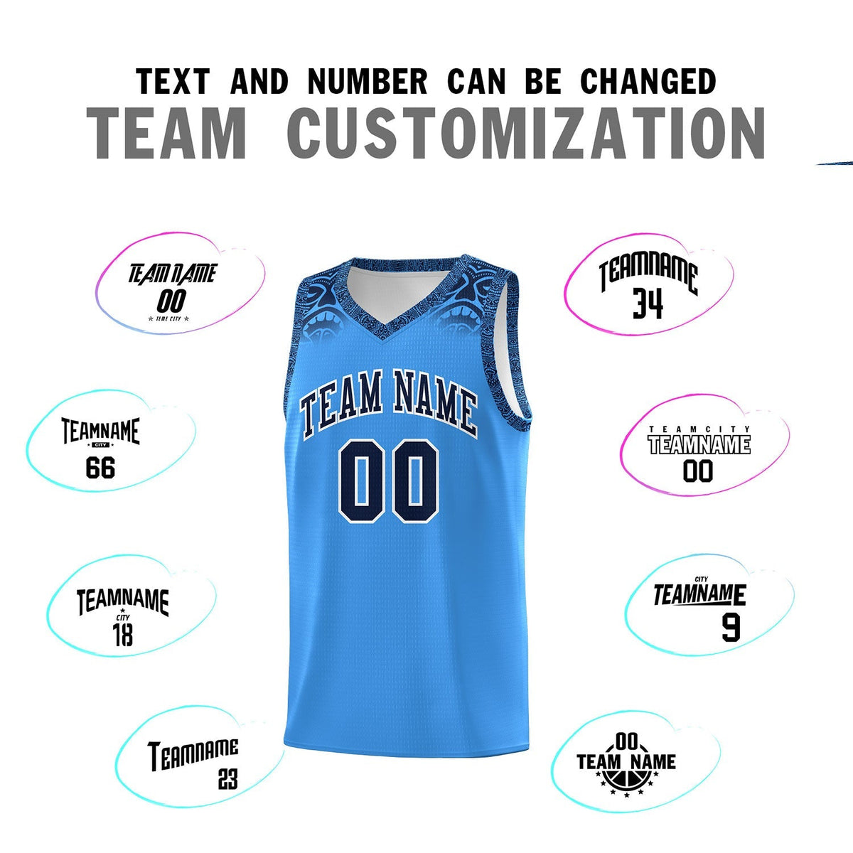 Custom Powder Blue Black Personalized Indians Print Sets Sports Uniform Basketball Jersey