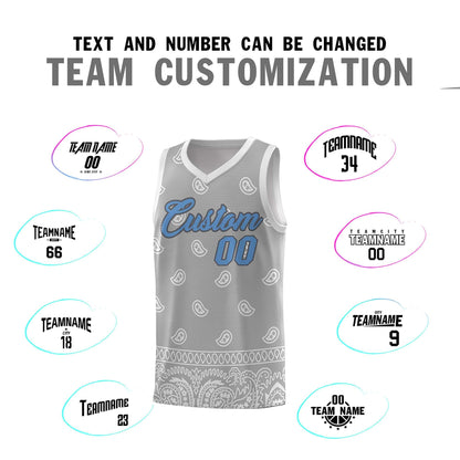 Custom Gray Light Gray Personalized Cashew Pattern Sports Uniform Basketball Jersey
