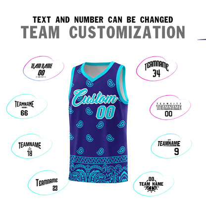 Custom Royal Bright Green Personalized Cashew Pattern Sports Uniform Basketball Jersey