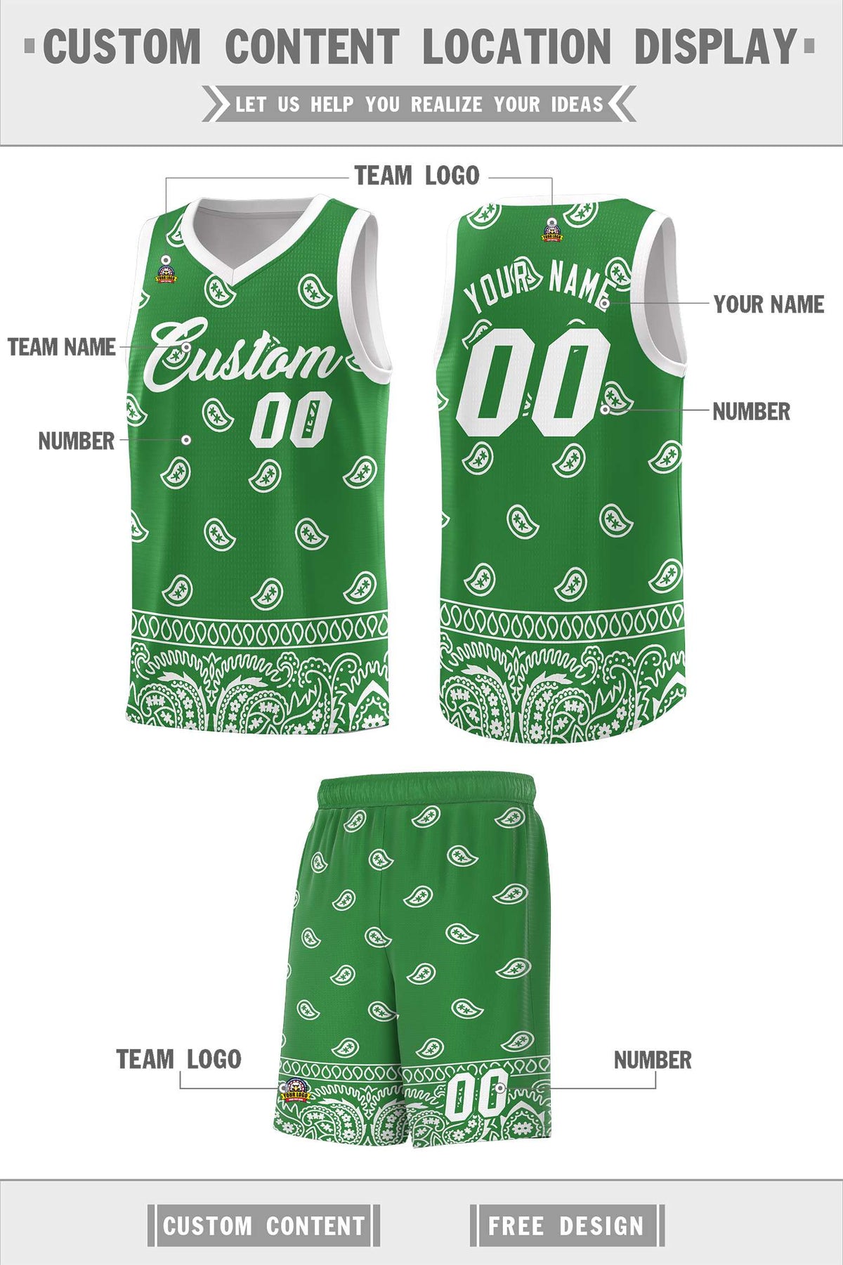 Custom Teal White Personalized Cashew Pattern Sports Uniform Basketball Jersey