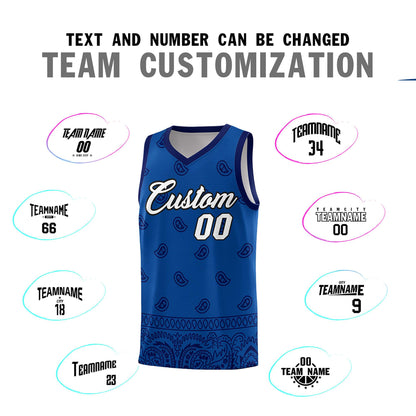 Custom Royal Navy Personalized Cashew Pattern Sports Uniform Basketball Jersey