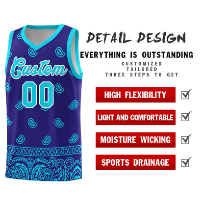 Custom Royal Bright Green Personalized Cashew Pattern Sports Uniform Basketball Jersey