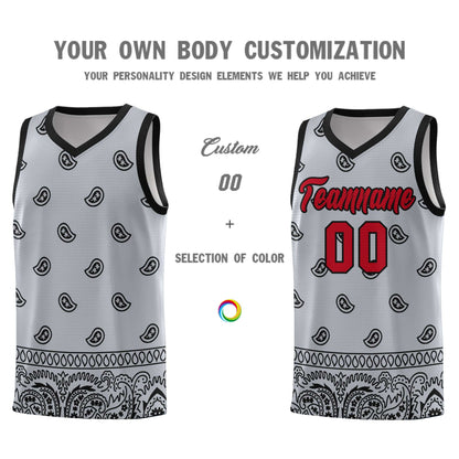 Custom Gray Black Personalized Cashew Pattern Sports Uniform Basketball Jersey