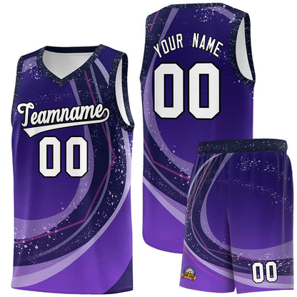 Custom Purple Light Purple Personalized Galaxy Graffiti Pattern Sports Uniform Basketball Jersey