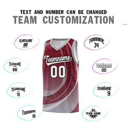 Custom Crimson Gray Personalized Galaxy Graffiti Pattern Sports Uniform Basketball Jersey