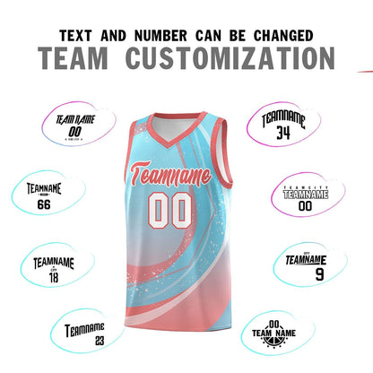 Custom Sky Blue Light Pink Personalized Galaxy Graffiti Pattern Sports Uniform Basketball Jersey
