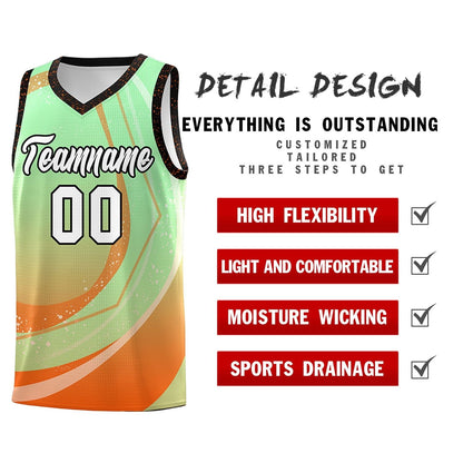 Custom Light Green Orange Personalized Galaxy Graffiti Pattern Sports Uniform Basketball Jersey