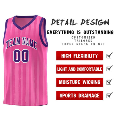 Custom Pink Purple Vertical Striped Pattern Sports Uniform Basketball Jersey