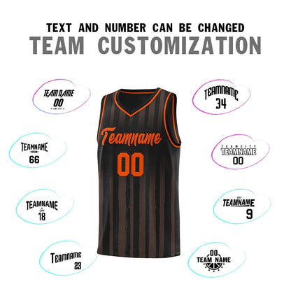 Custom Black Orange Vertical Striped Pattern Sports Uniform Basketball Jersey