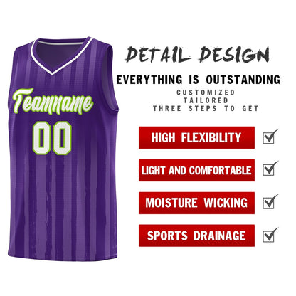 Custom Purple White Vertical Striped Pattern Sports Uniform Basketball Jersey