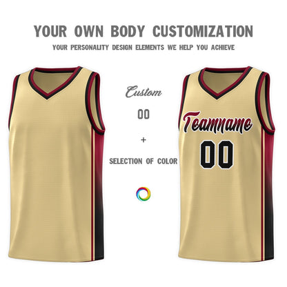 Custom Khaki Crimson-Black Gradient Fashion Sports Uniform Basketball Jersey