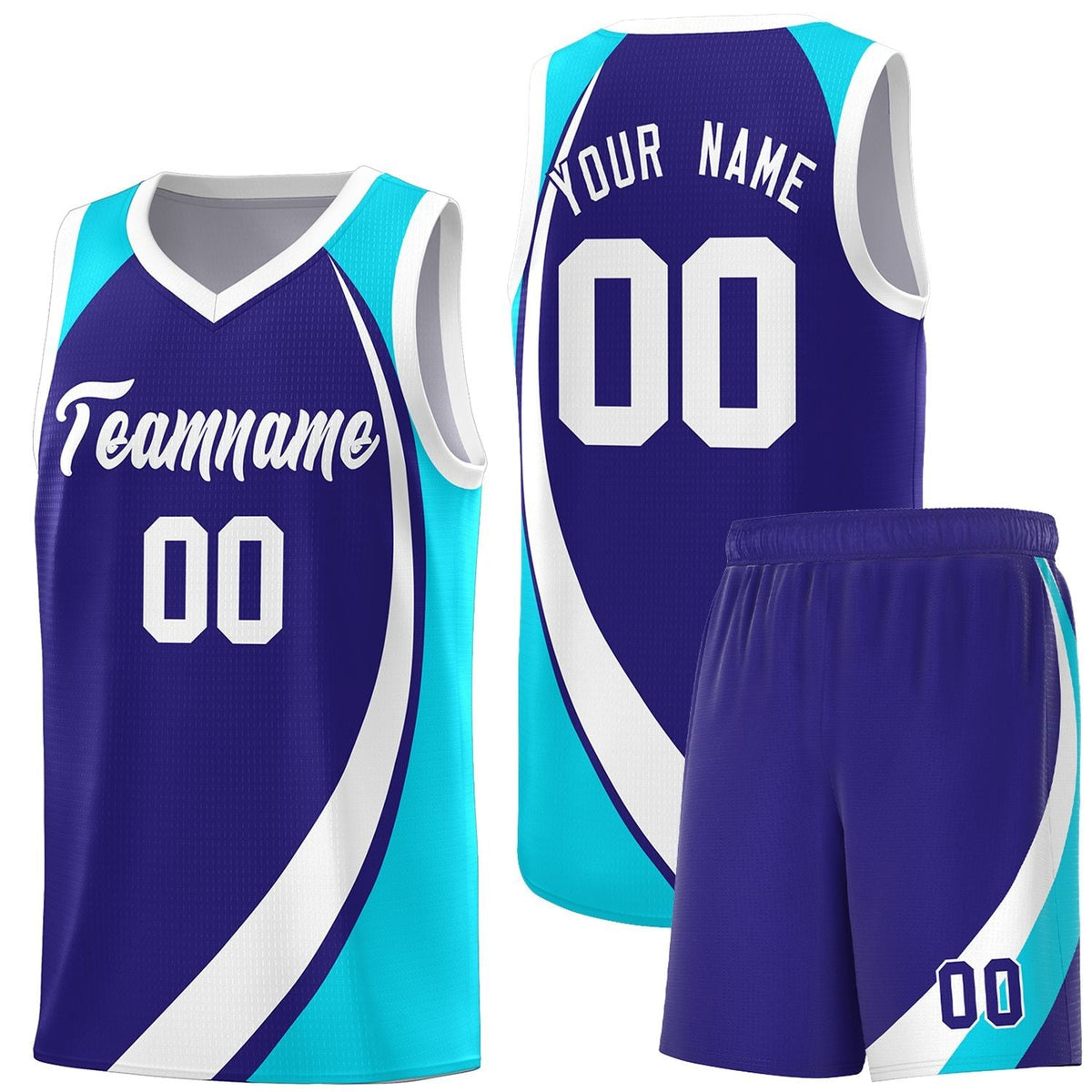 Custom Violet White-Sky Blue Color Block Sports Uniform Basketball Jersey