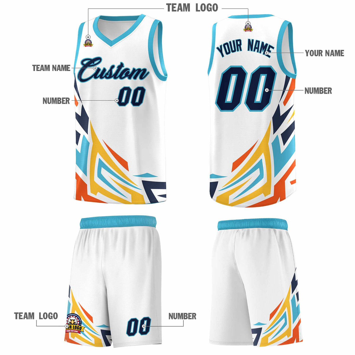 Custom White Gradient Graffiti Pattern Sports Uniform Basketball Jersey