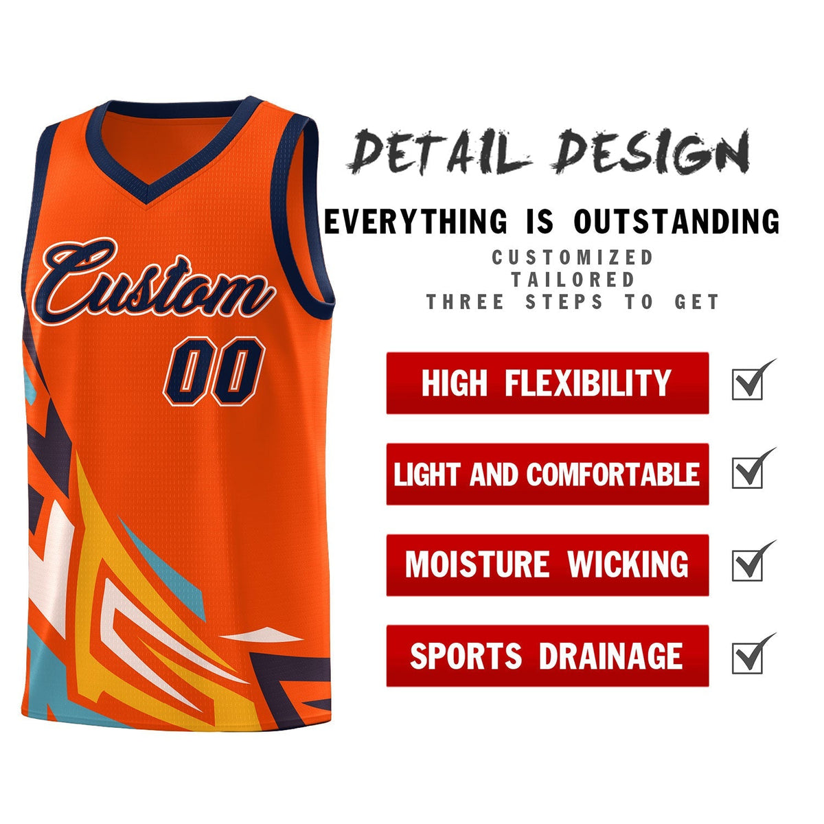 Custom Orange Gradient Graffiti Pattern Sports Uniform Basketball Jersey