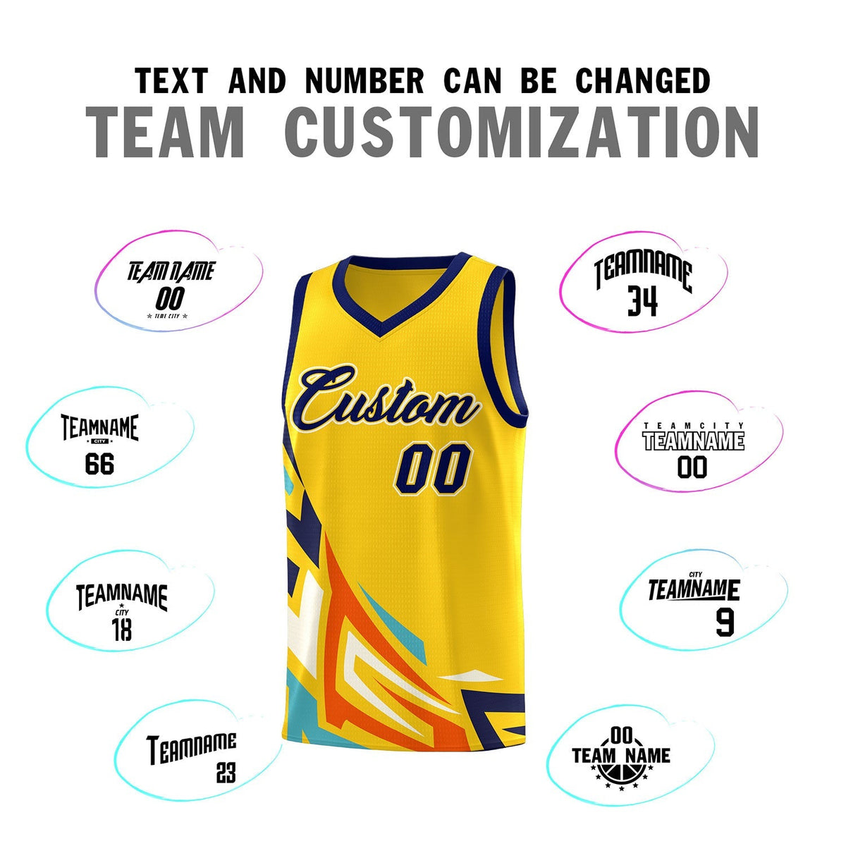 Custom Gold Gradient Graffiti Pattern Sports Uniform Basketball Jersey
