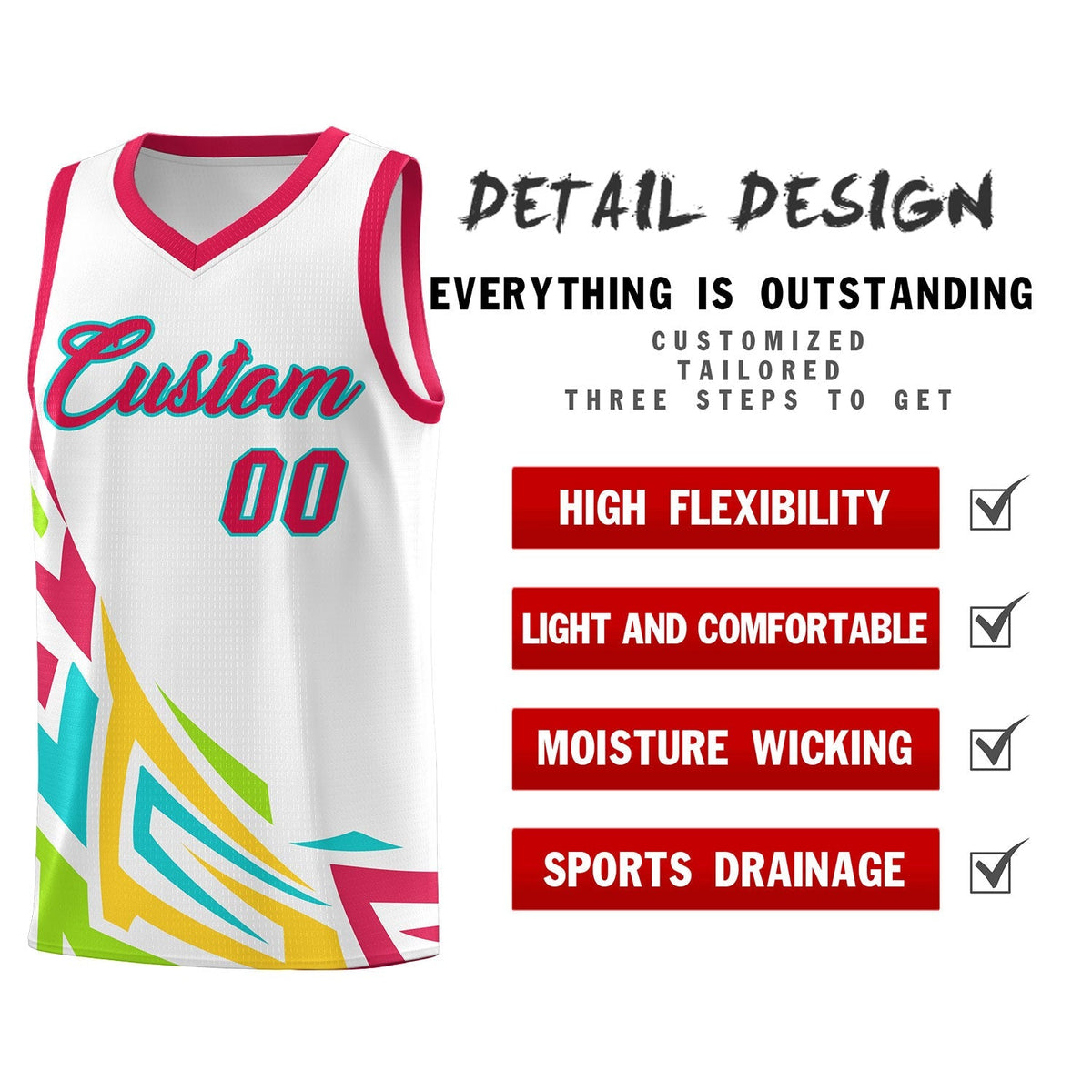 Custom White Gradient Graffiti Pattern Sports Uniform Basketball Jersey