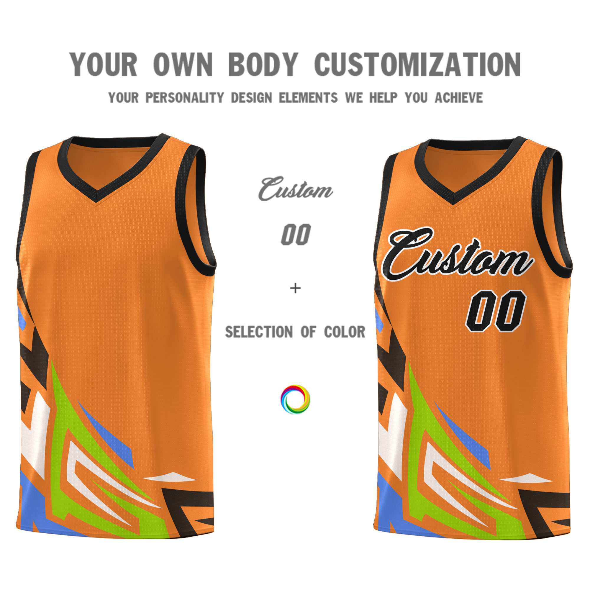 Custom Gold Orange Gradient Graffiti Pattern Sports Uniform Basketball Jersey