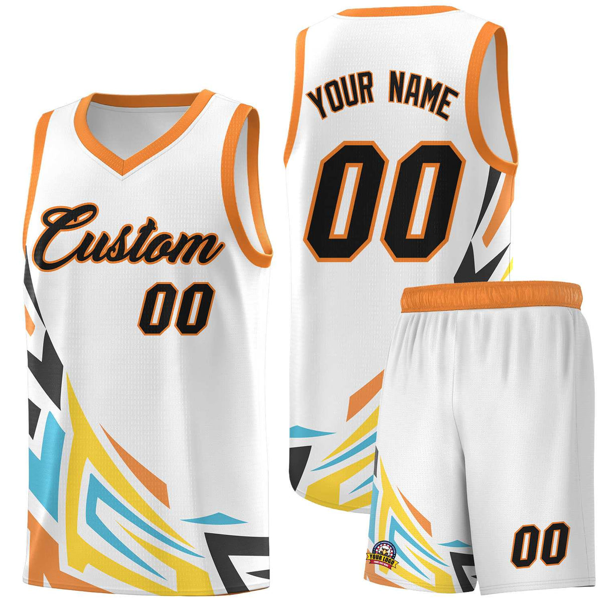 Custom White Gradient Graffiti Pattern Sports Uniform Basketball Jersey