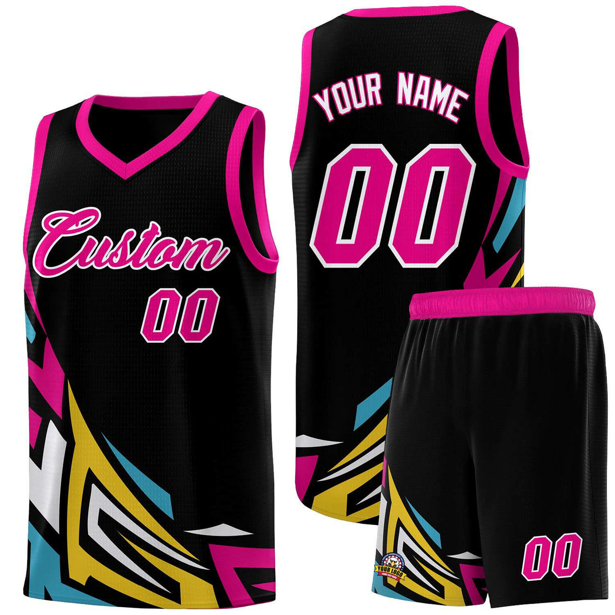 Custom Black Gradient Graffiti Pattern Sports Uniform Basketball Jersey