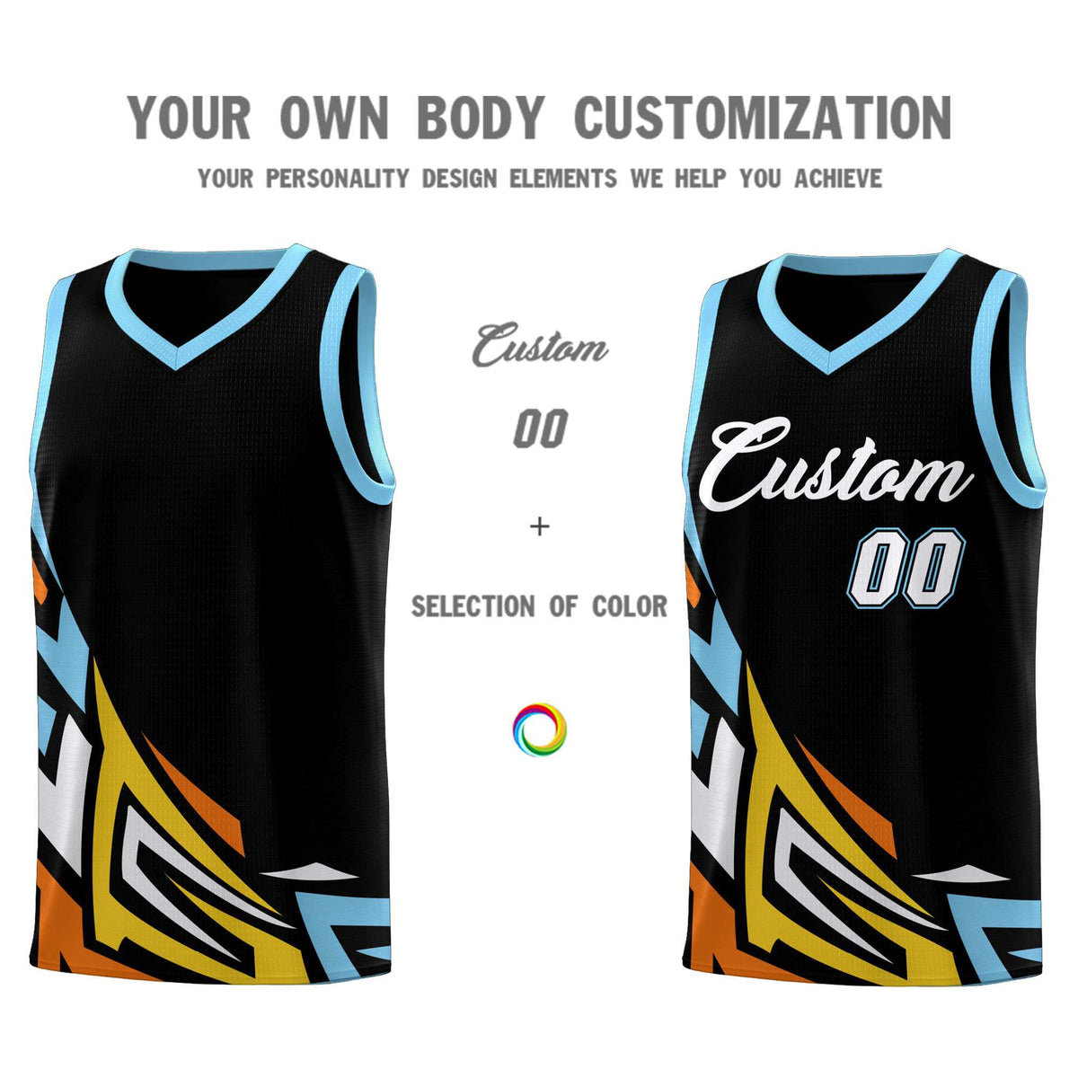Custom Black Gradient Graffiti Pattern Sports Uniform Basketball Jersey