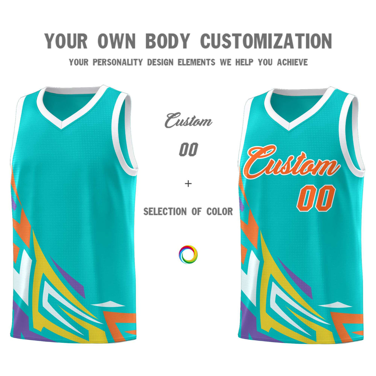 Custom Aqua Gradient Graffiti Pattern Sports Uniform Basketball Jersey
