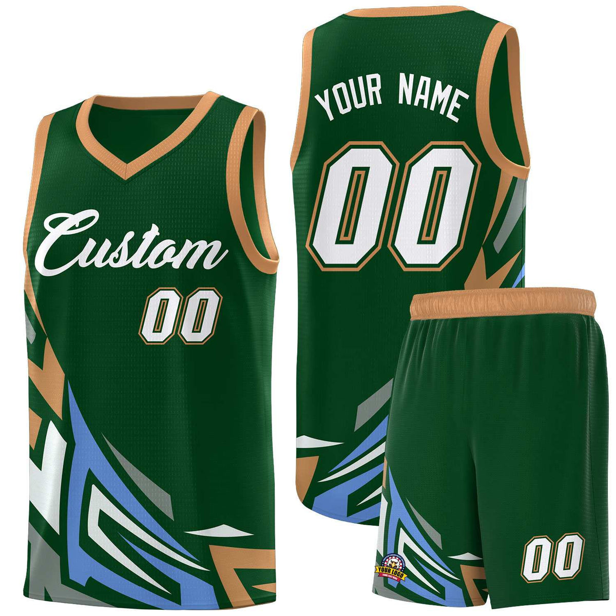 Custom Green Gradient Graffiti Pattern Sports Uniform Basketball Jersey