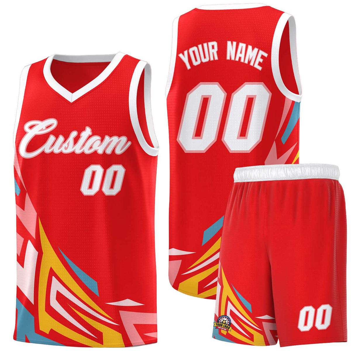 Custom Red Gradient Graffiti Pattern Sports Uniform Basketball Jersey