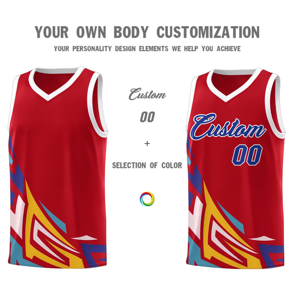 Custom Red Gradient Graffiti Pattern Sports Uniform Basketball Jersey