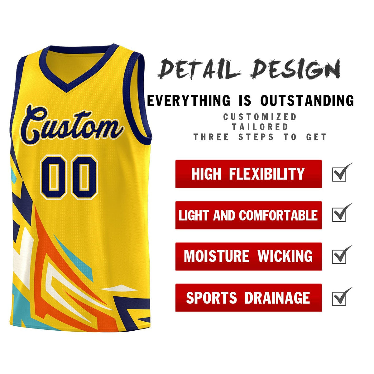 Custom Gold Gradient Graffiti Pattern Sports Uniform Basketball Jersey