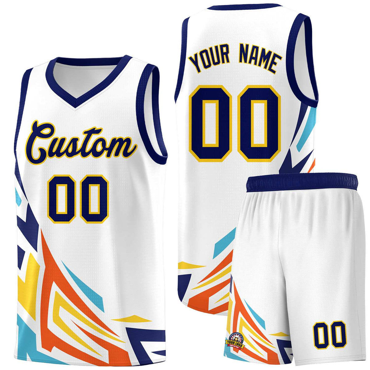 Custom White Gradient Graffiti Pattern Sports Uniform Basketball Jersey