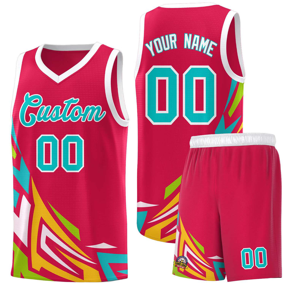Custom Red Gradient Graffiti Pattern Sports Uniform Basketball Jersey