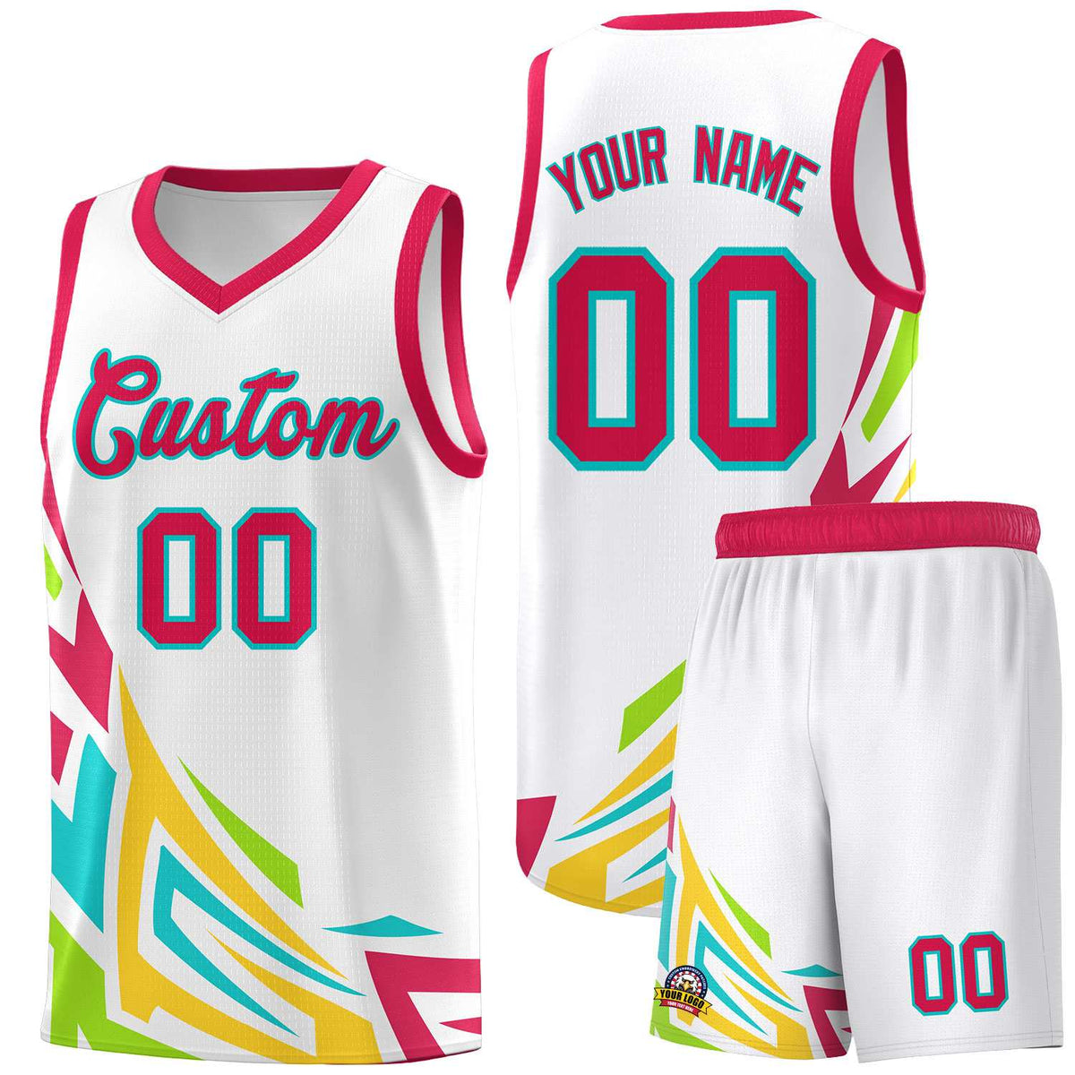 Custom White Gradient Graffiti Pattern Sports Uniform Basketball Jersey